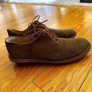 Olive Green/ Tan Men's Suede Oxford Shoes - Size 13M